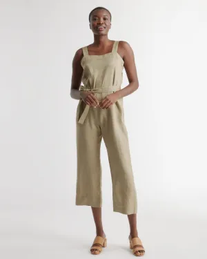 100% European Linen Square Neck Jumpsuit