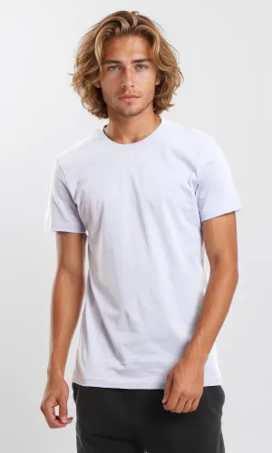 97692 Ribbed Crew Neck Solid Basic Cotton Tee - Lilac