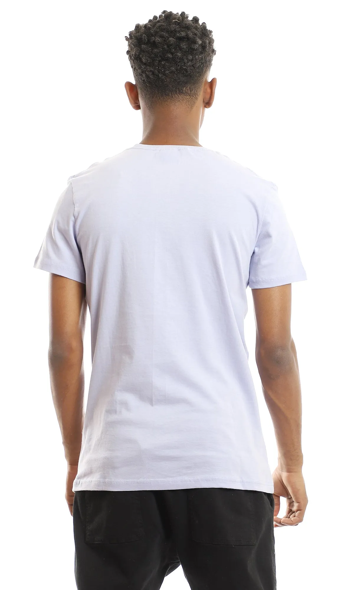 97692 Ribbed Crew Neck Solid Basic Cotton Tee - Lilac