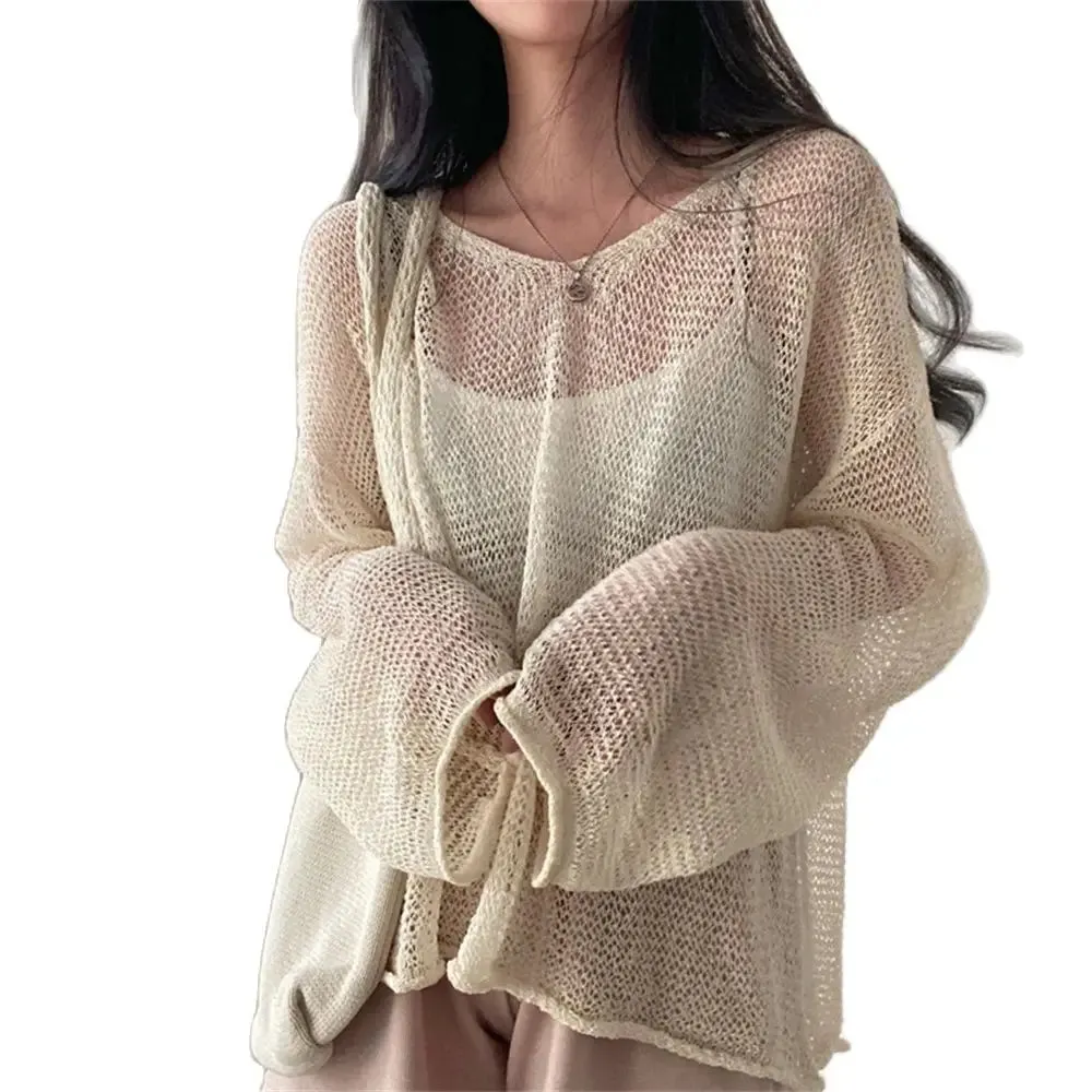 Aiertu Lazy Style Full Sleeves Jumpers Tops Hollow Out Sexy Women Fashion Casual Streetwear Chic Femme Sweaters Pullovers