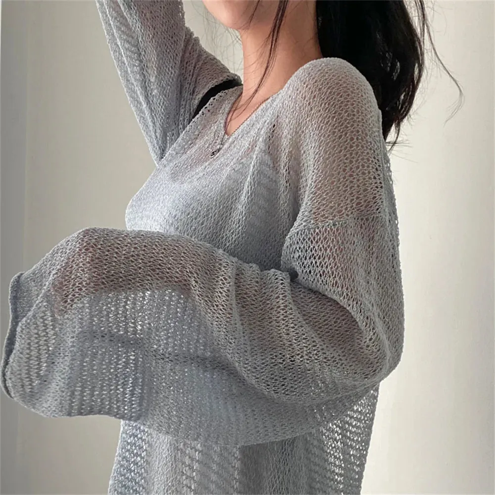 Aiertu Lazy Style Full Sleeves Jumpers Tops Hollow Out Sexy Women Fashion Casual Streetwear Chic Femme Sweaters Pullovers