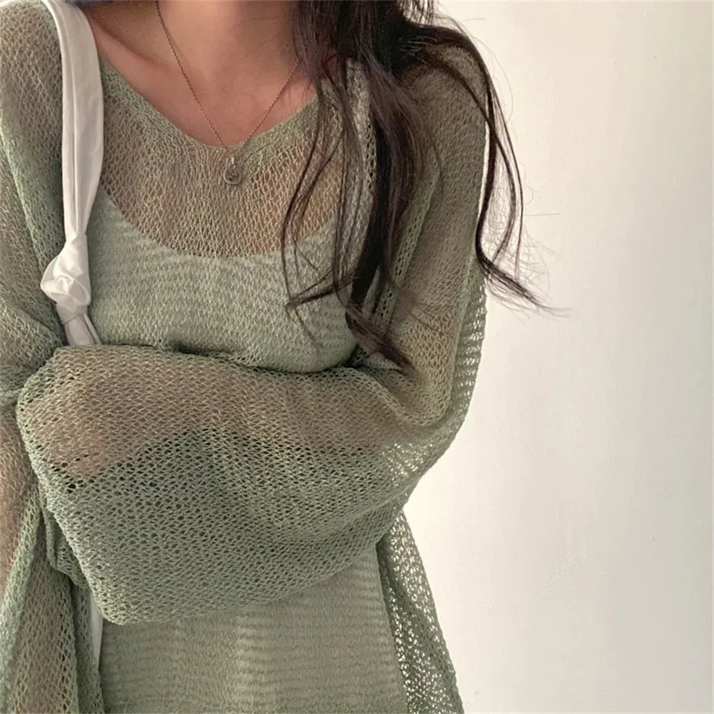 Aiertu Lazy Style Full Sleeves Jumpers Tops Hollow Out Sexy Women Fashion Casual Streetwear Chic Femme Sweaters Pullovers