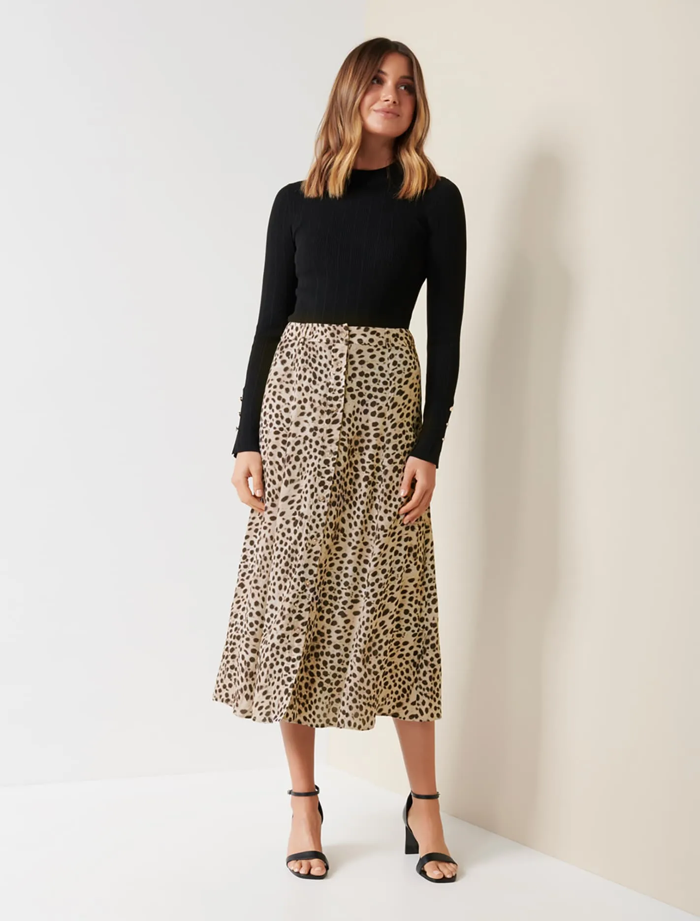 Alyssa Button Front Midi Skirt