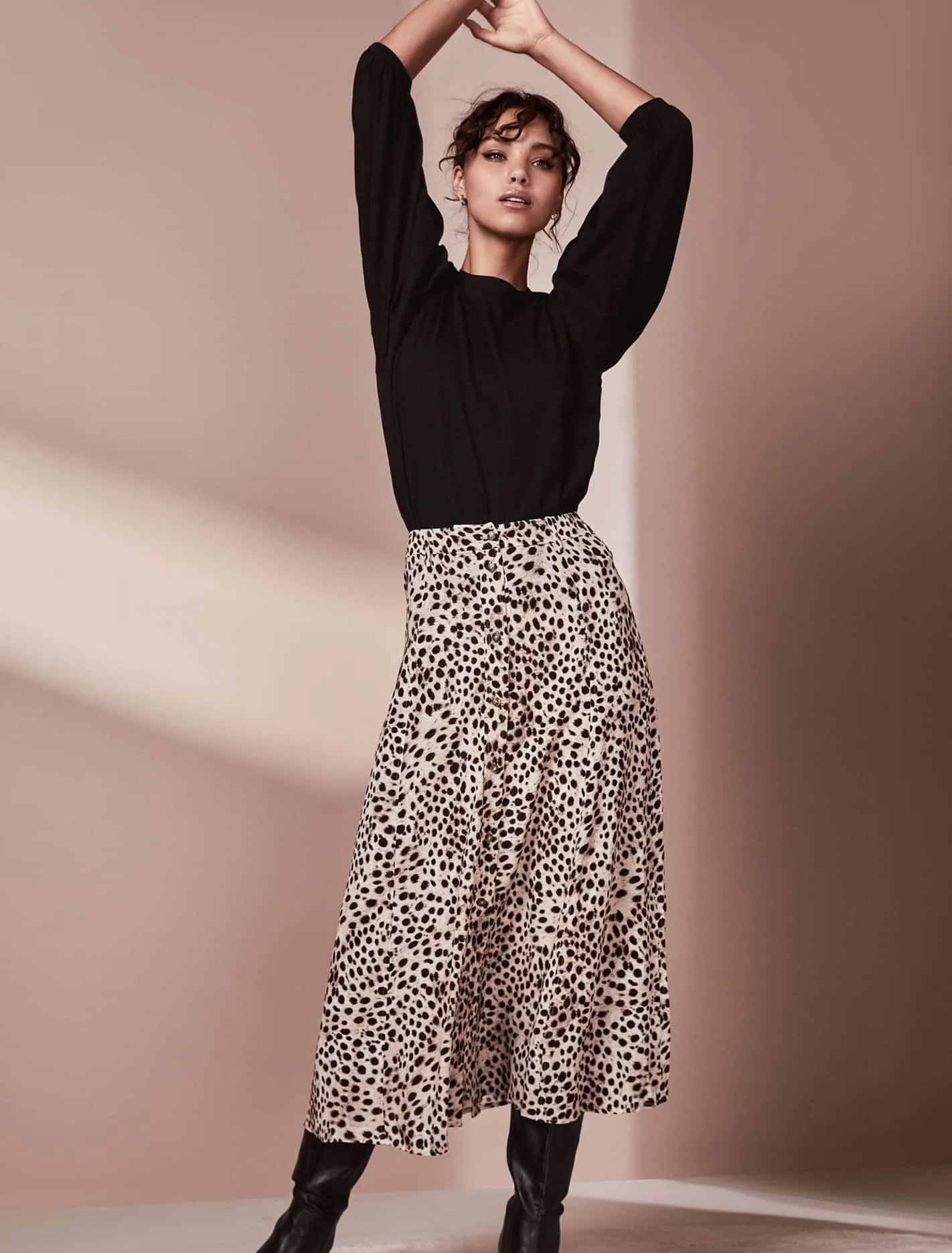 Alyssa Button Front Midi Skirt