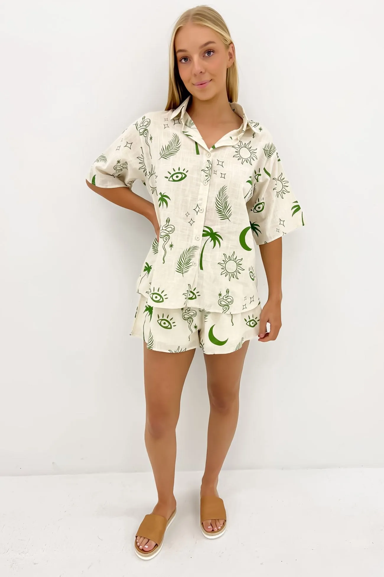 Aphaea Short Set Beige Green