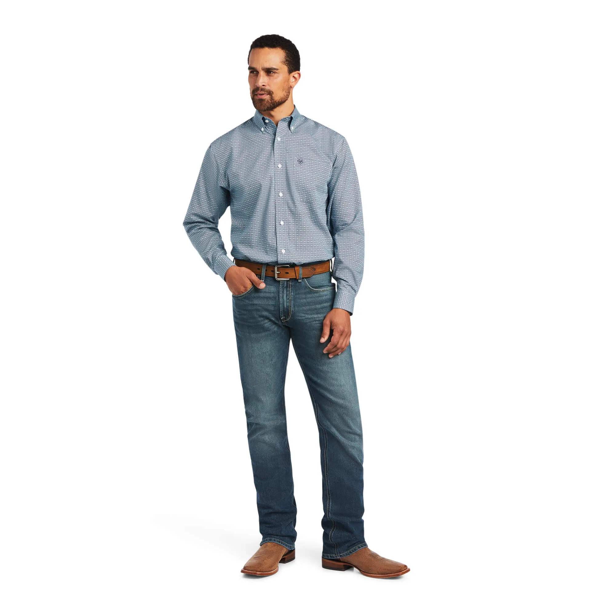 Ariat Men's Yoel Classic Long Sleeve Odyssey Gray Button Down Shirt 10040538