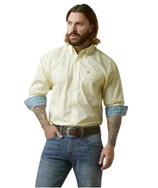 Ariat Yellow Wrinkle Free Cade Classic Fit Shirt