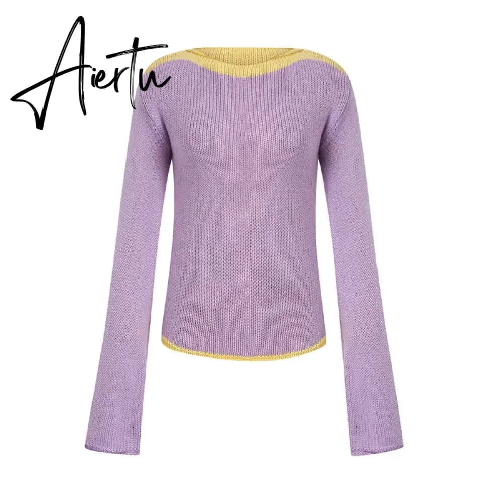 Autumn Winter 90s Vintage Knitted Sweaters Striped Crimping Cropped Pullovers Chic Women Kawaii Knitwear y2k Retro Streetwear