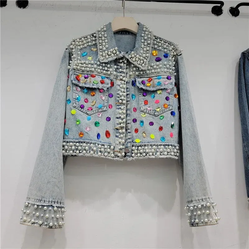 Beading Diamonds Denim Jacket