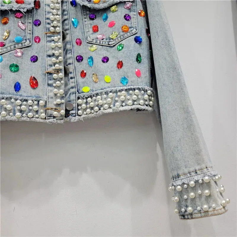 Beading Diamonds Denim Jacket