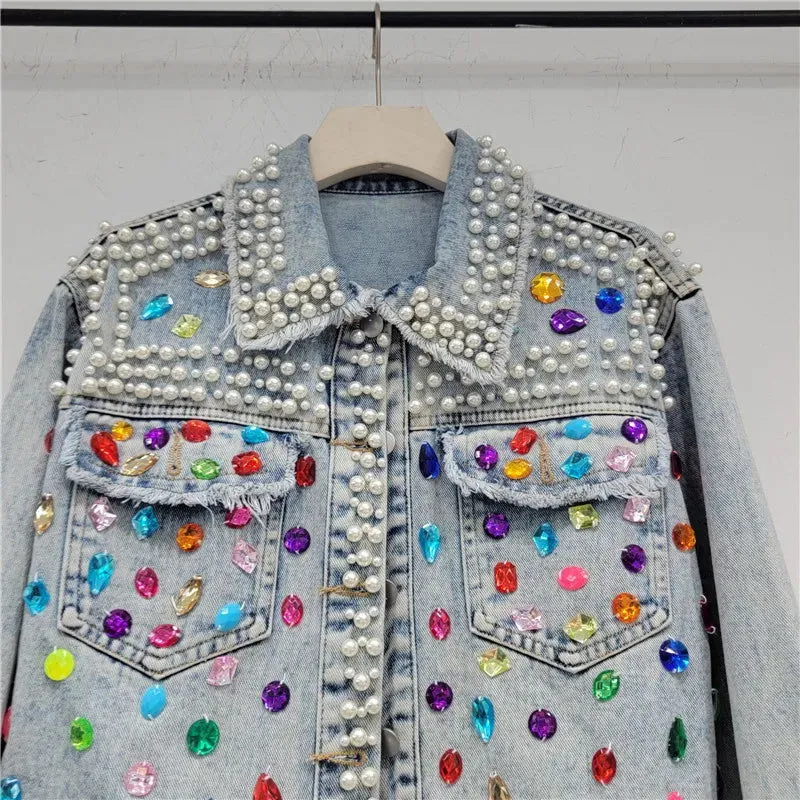 Beading Diamonds Denim Jacket