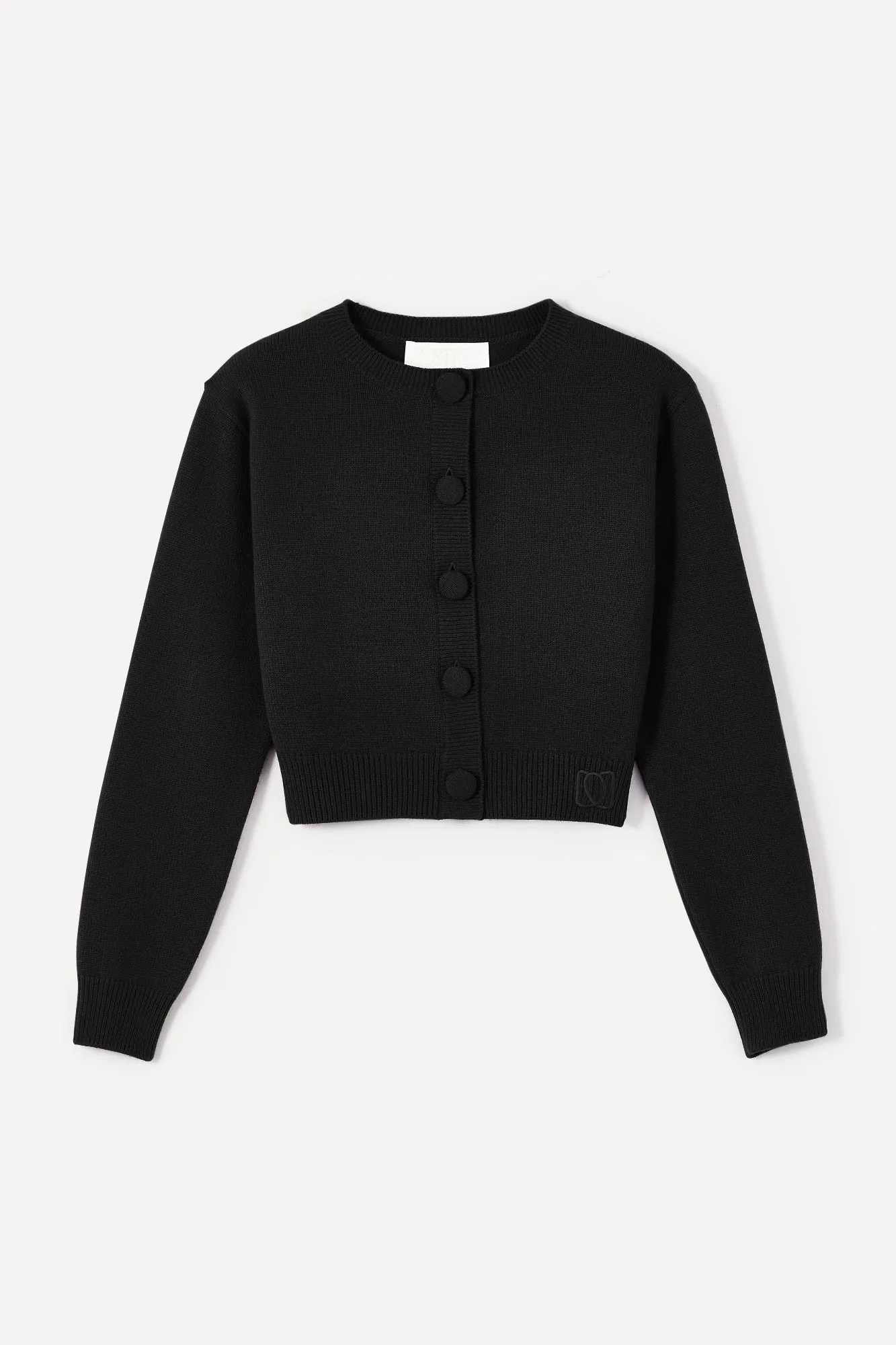 BLACK Buttoned Cropped Cardigan