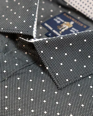 Black Dot Print in Stretch Cotton Sport Shirt
