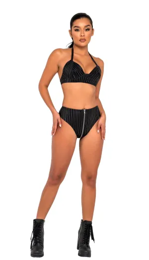 Black High-Waisted Zip-Up Shorts Festival Ravewear