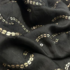 Black Waves Modal Chanderi Print Muslin Fabric