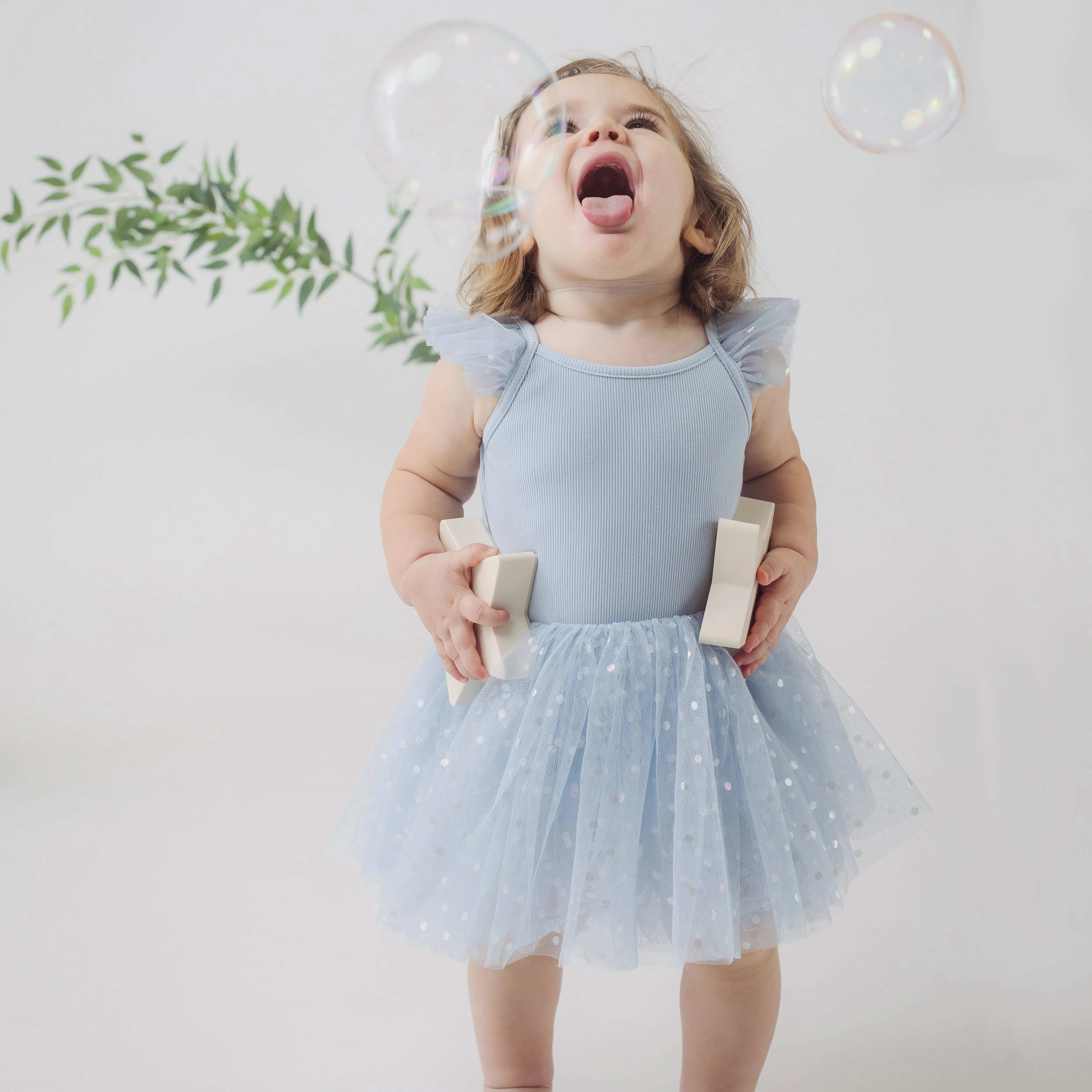 Blue Tutu Top   Bike Shorts Set