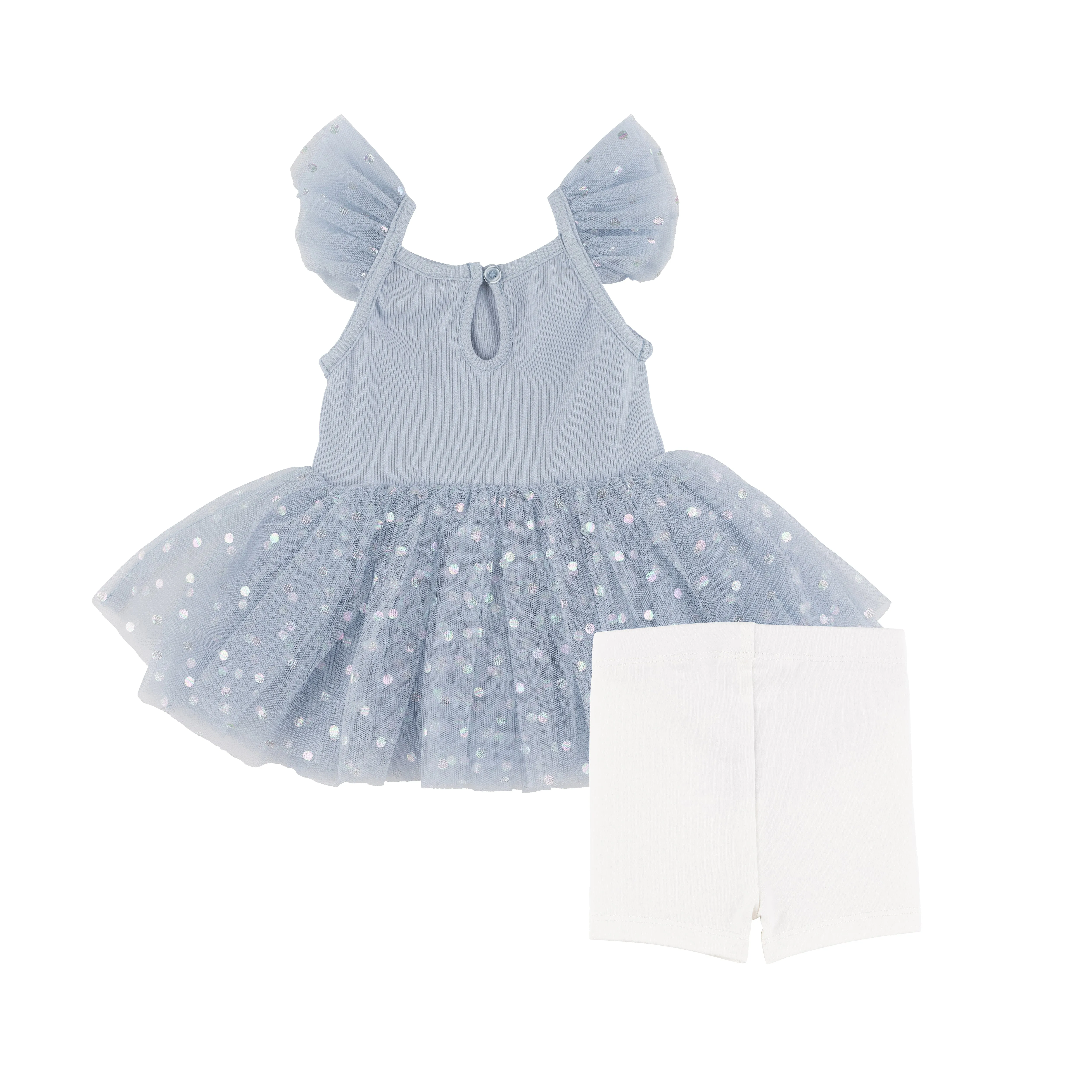 Blue Tutu Top   Bike Shorts Set