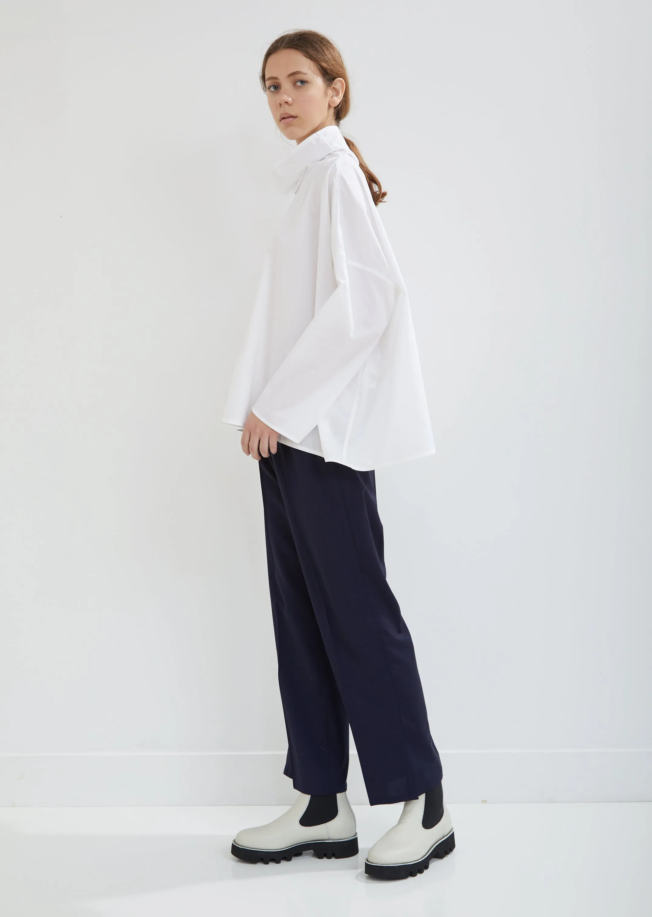 Bright Poplin Assymetric Top