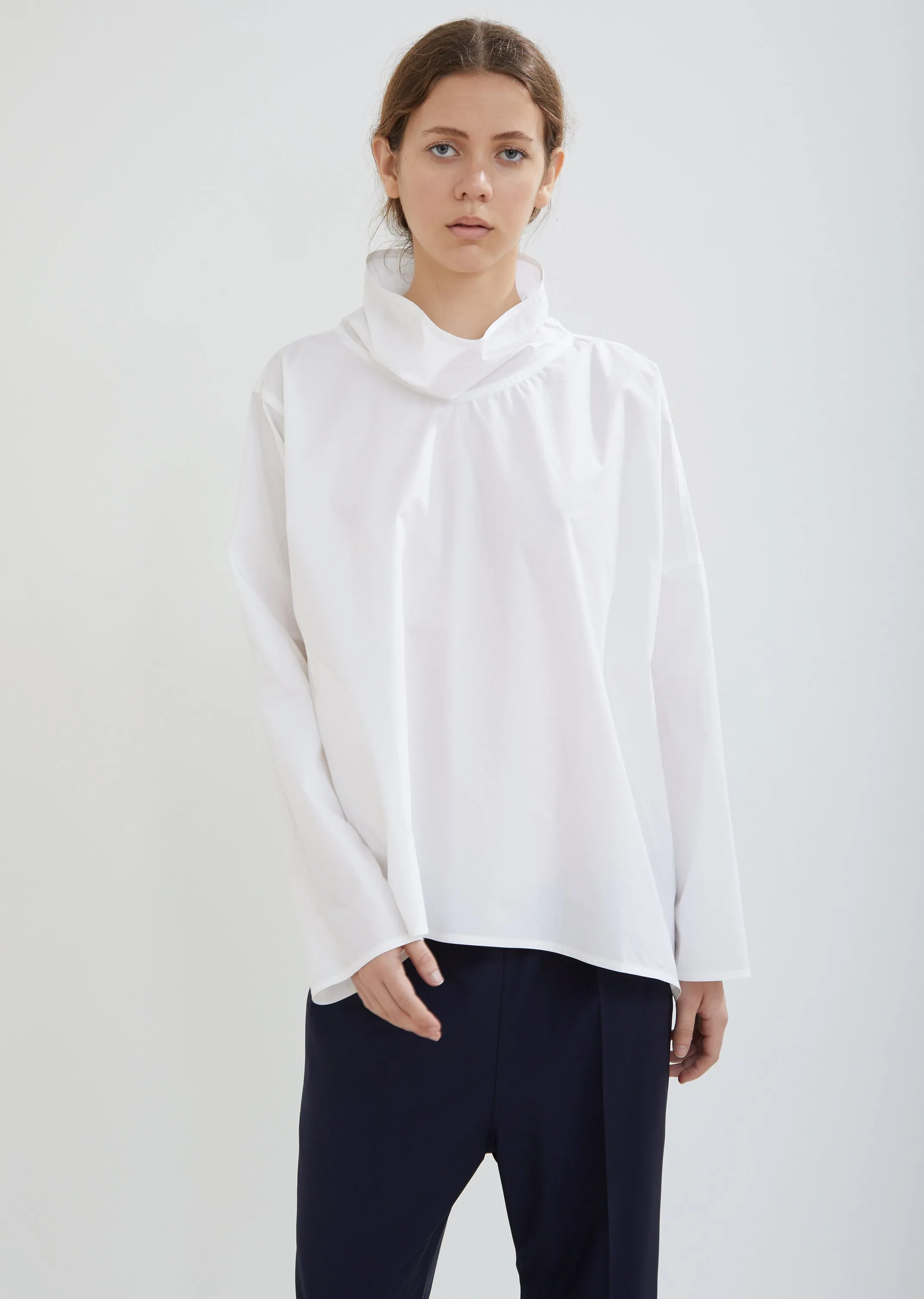 Bright Poplin Assymetric Top