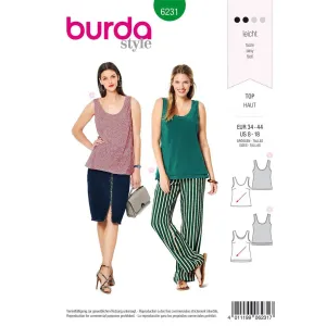 Burda Style Pattern 6231 Misses' Top with Rounded Neckline - Singe or Double Layer