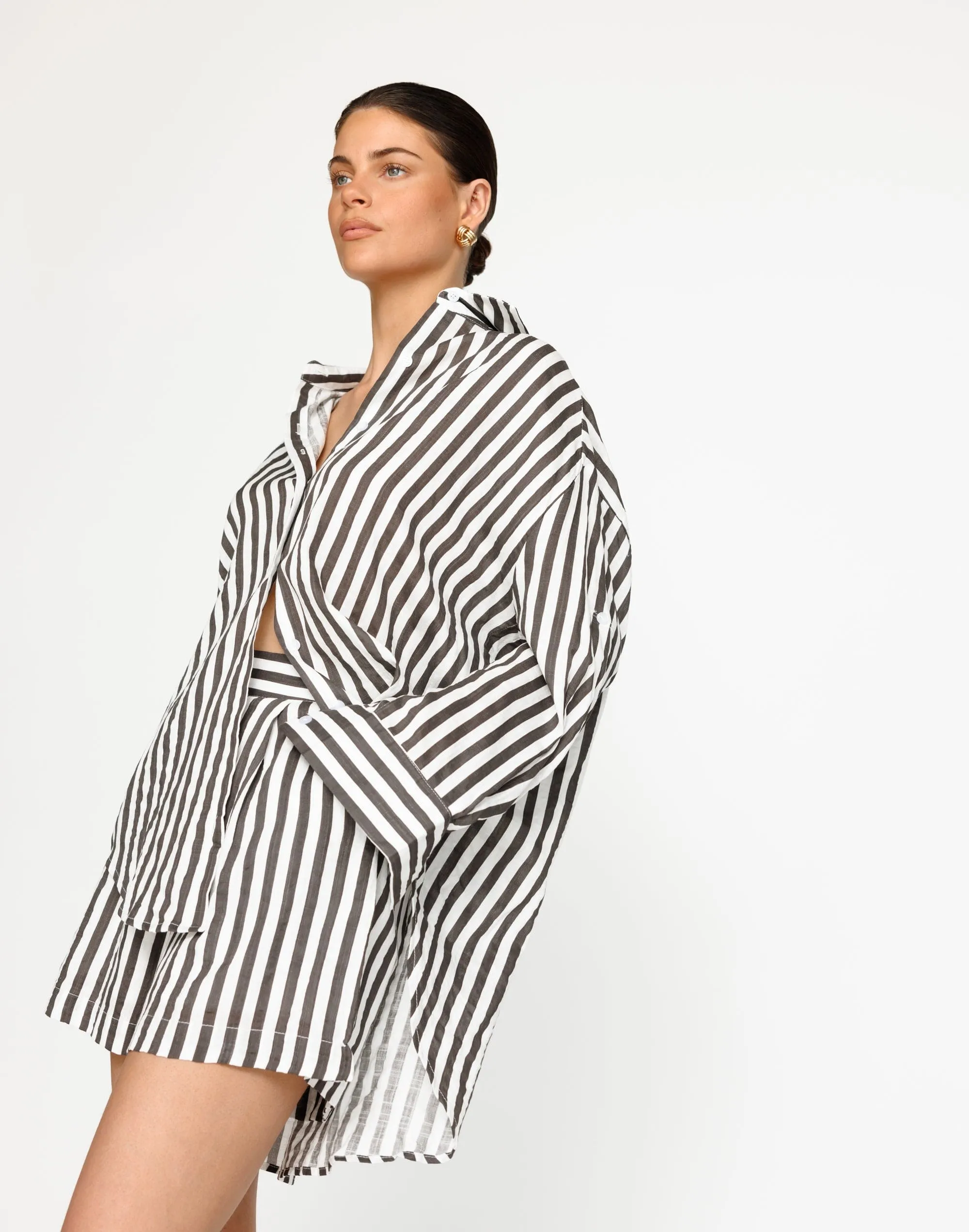 Carmine Shirt (Charcoal Stripe)