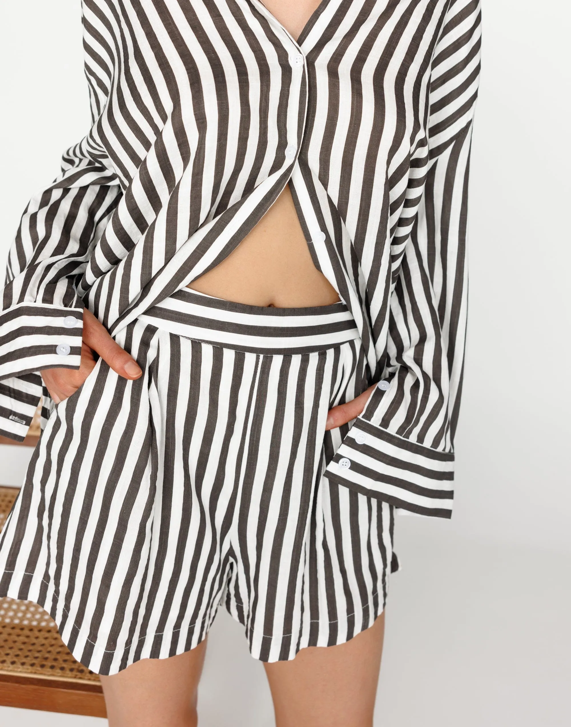 Carmine Shirt (Charcoal Stripe)