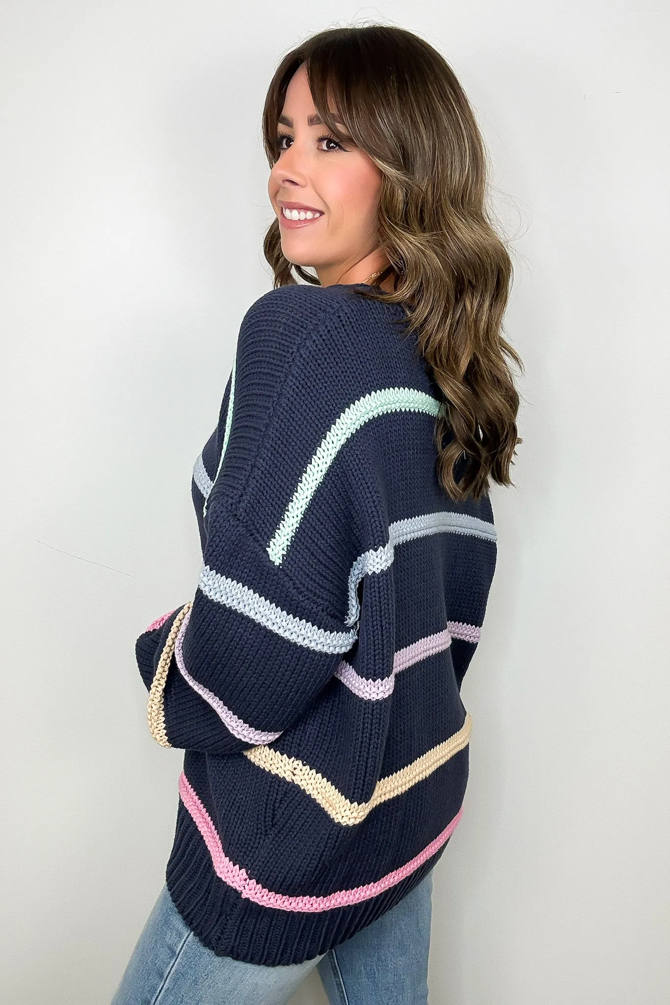 Cozy Feels Multi Color Stripe Knit Sweater