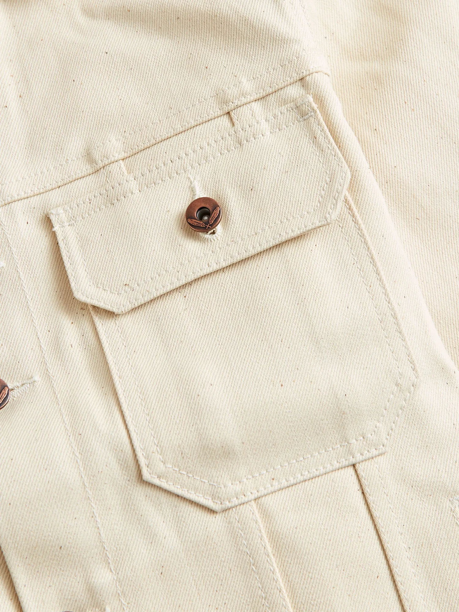 Cruiser Jacket in 14oz Ecru Selvedge Denim