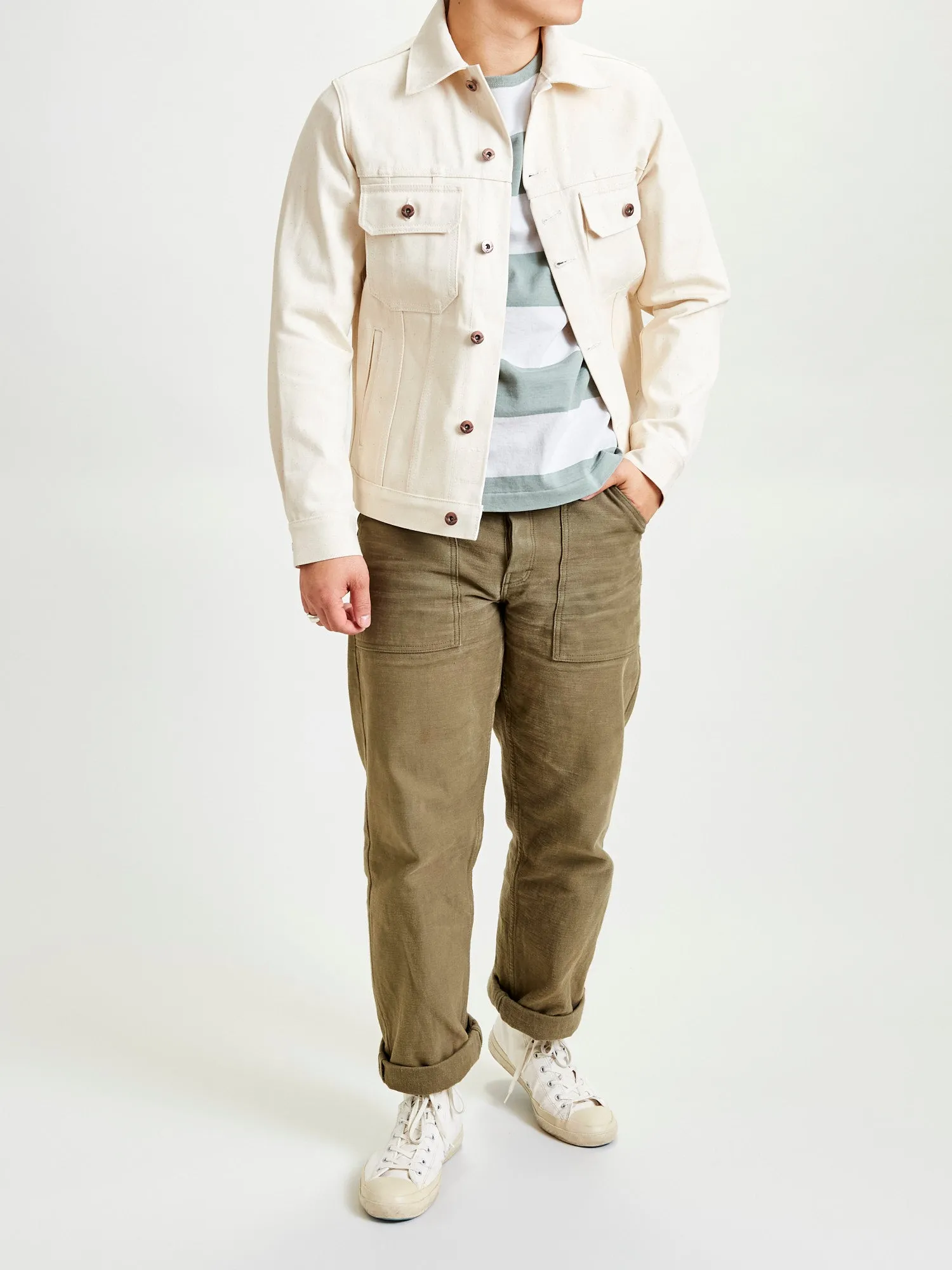Cruiser Jacket in 14oz Ecru Selvedge Denim