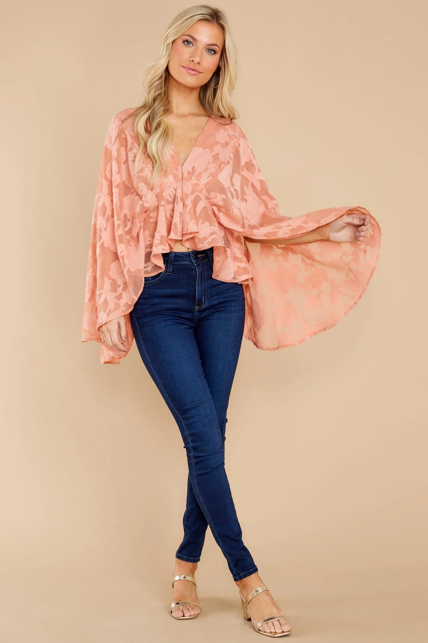 Demeter Peach Woven Top