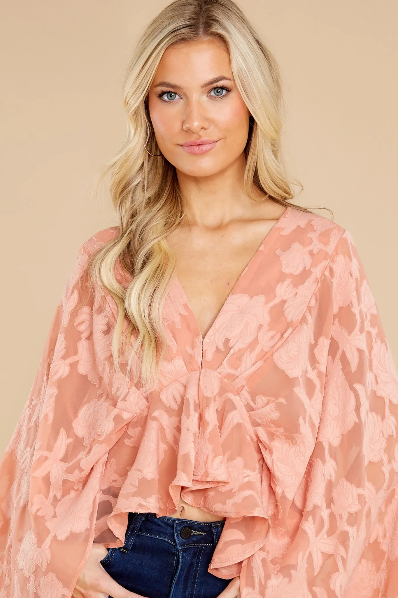 Demeter Peach Woven Top