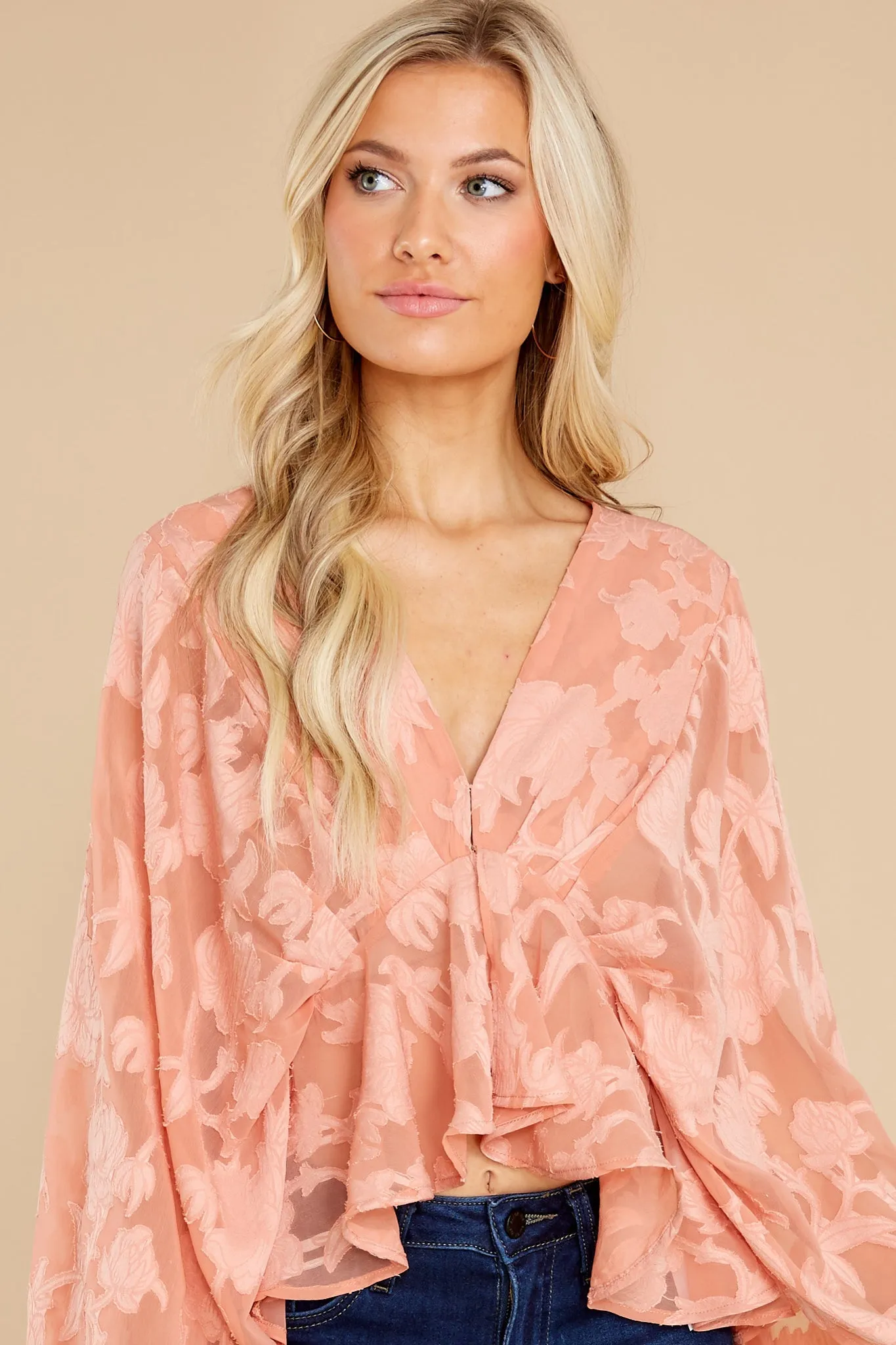 Demeter Peach Woven Top