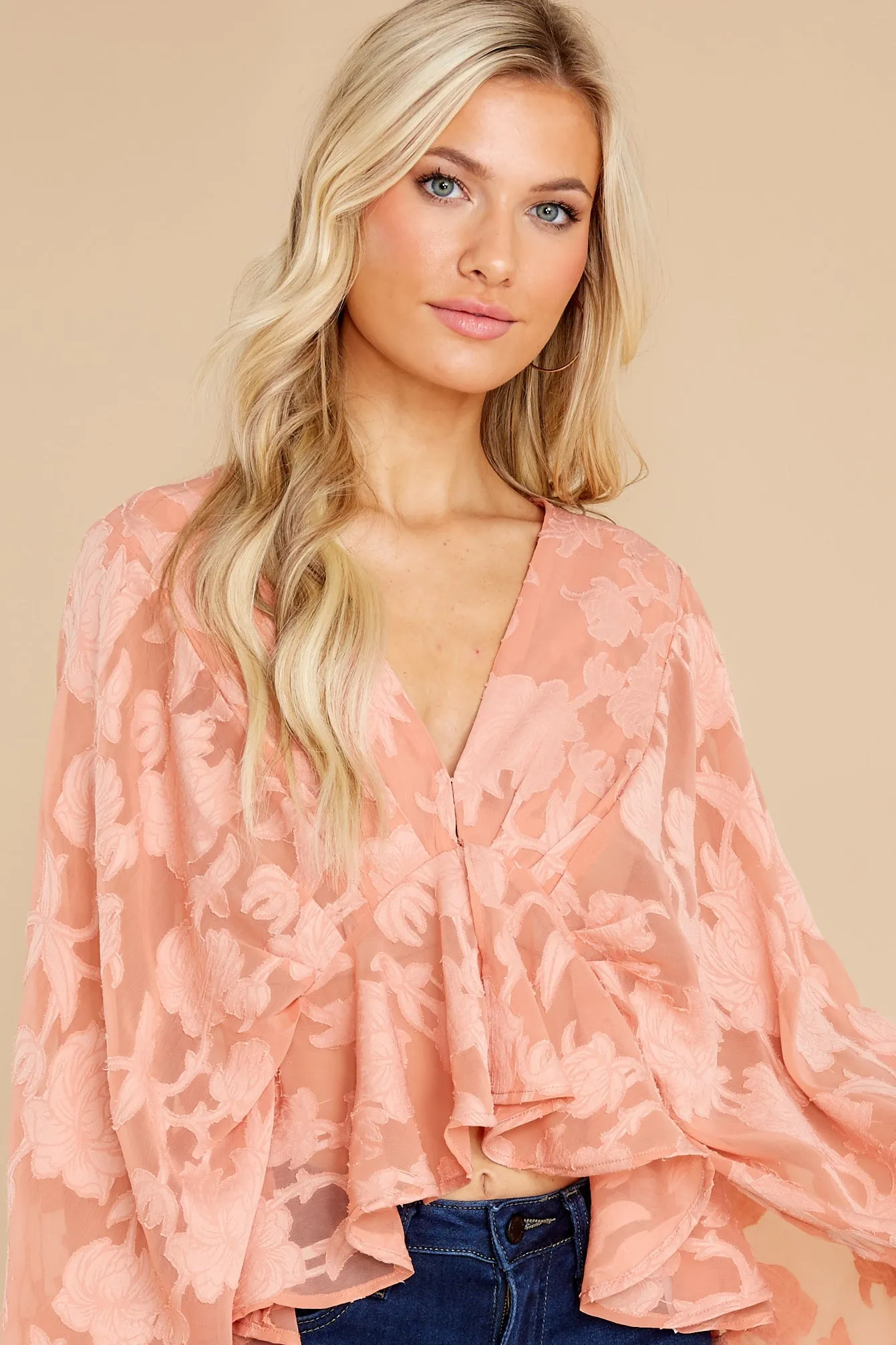 Demeter Peach Woven Top