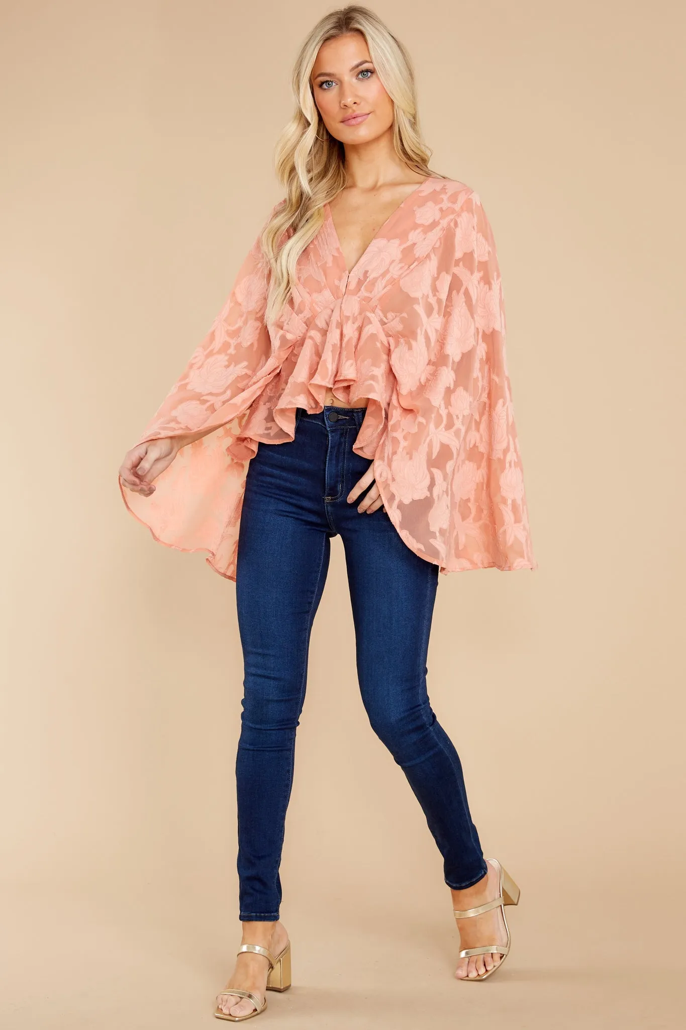 Demeter Peach Woven Top