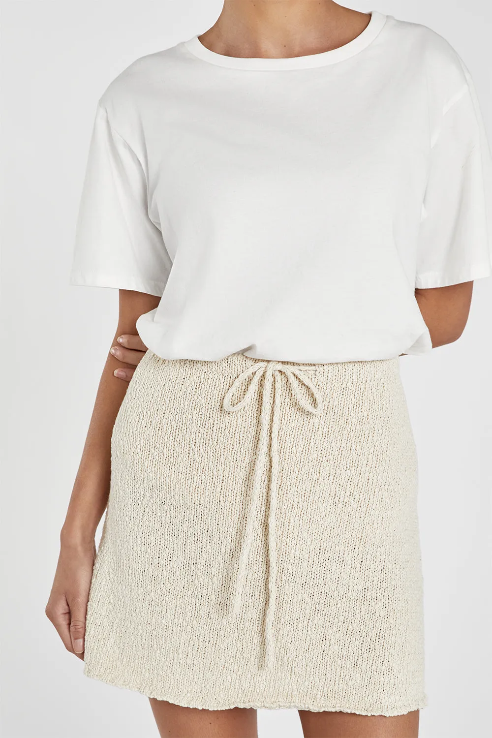 DION NATURAL BOUCLE MINI SKIRT