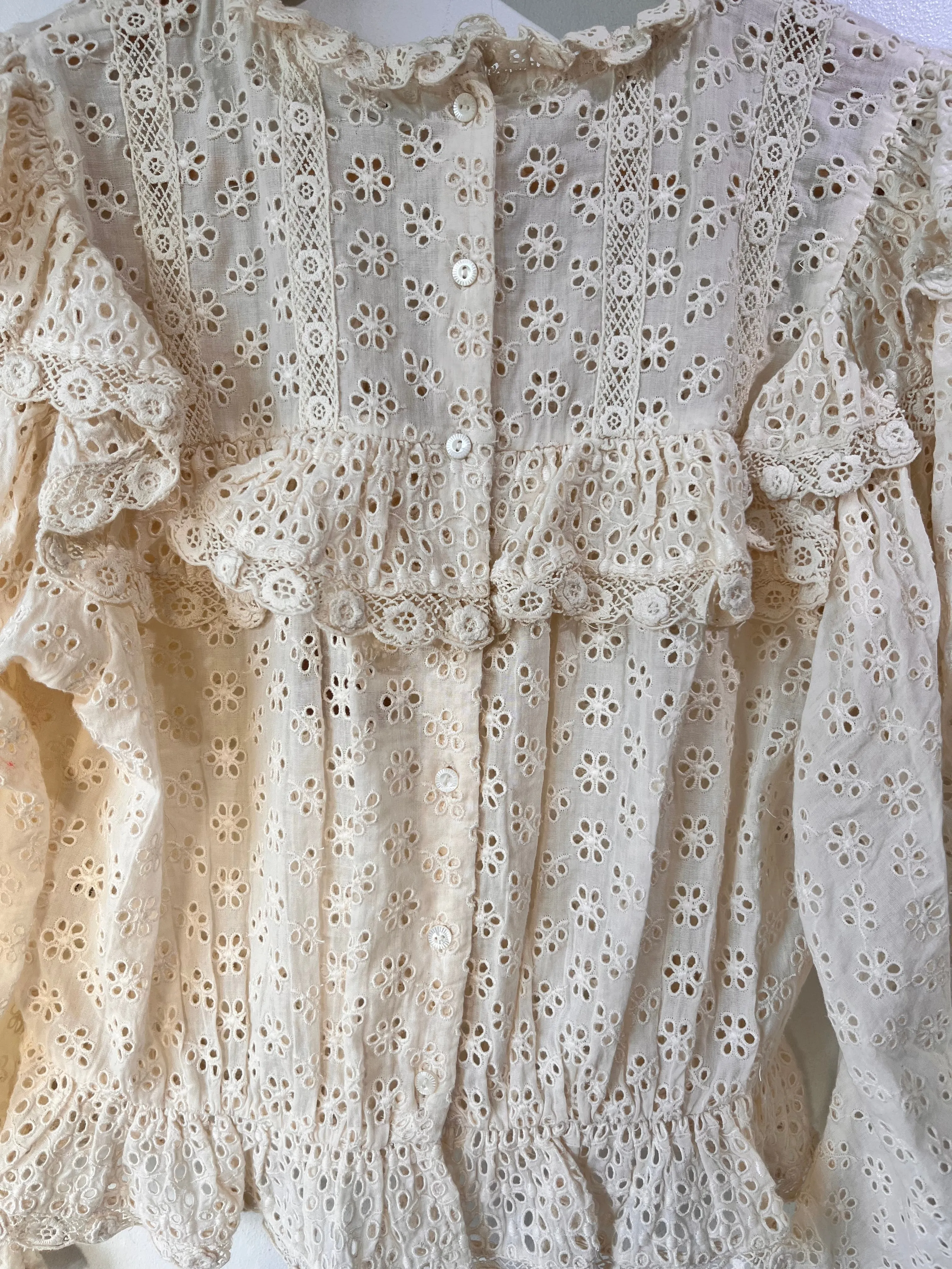 Doen Cream Eyelet Ruffle Top