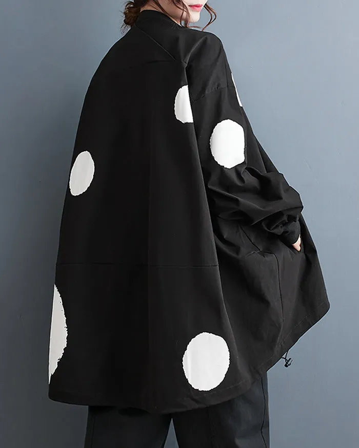 ellazhu Women's Polka Dot Casual High Low Oversized Coat Sweater Top GZ119