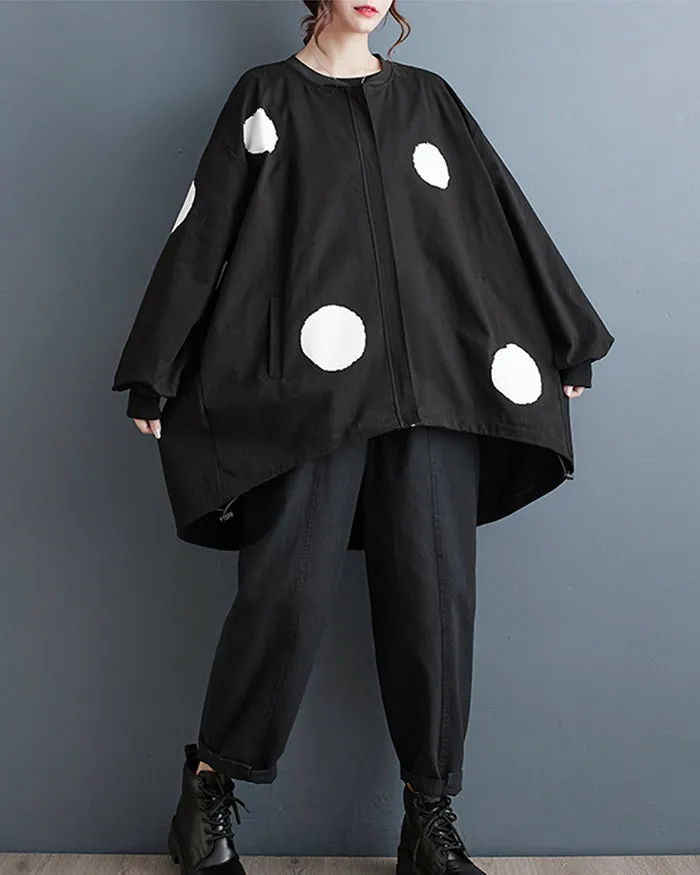 ellazhu Women's Polka Dot Casual High Low Oversized Coat Sweater Top GZ119