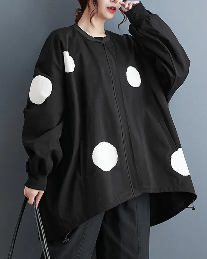 ellazhu Women's Polka Dot Casual High Low Oversized Coat Sweater Top GZ119