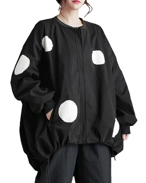 ellazhu Women's Polka Dot Casual High Low Oversized Coat Sweater Top GZ119