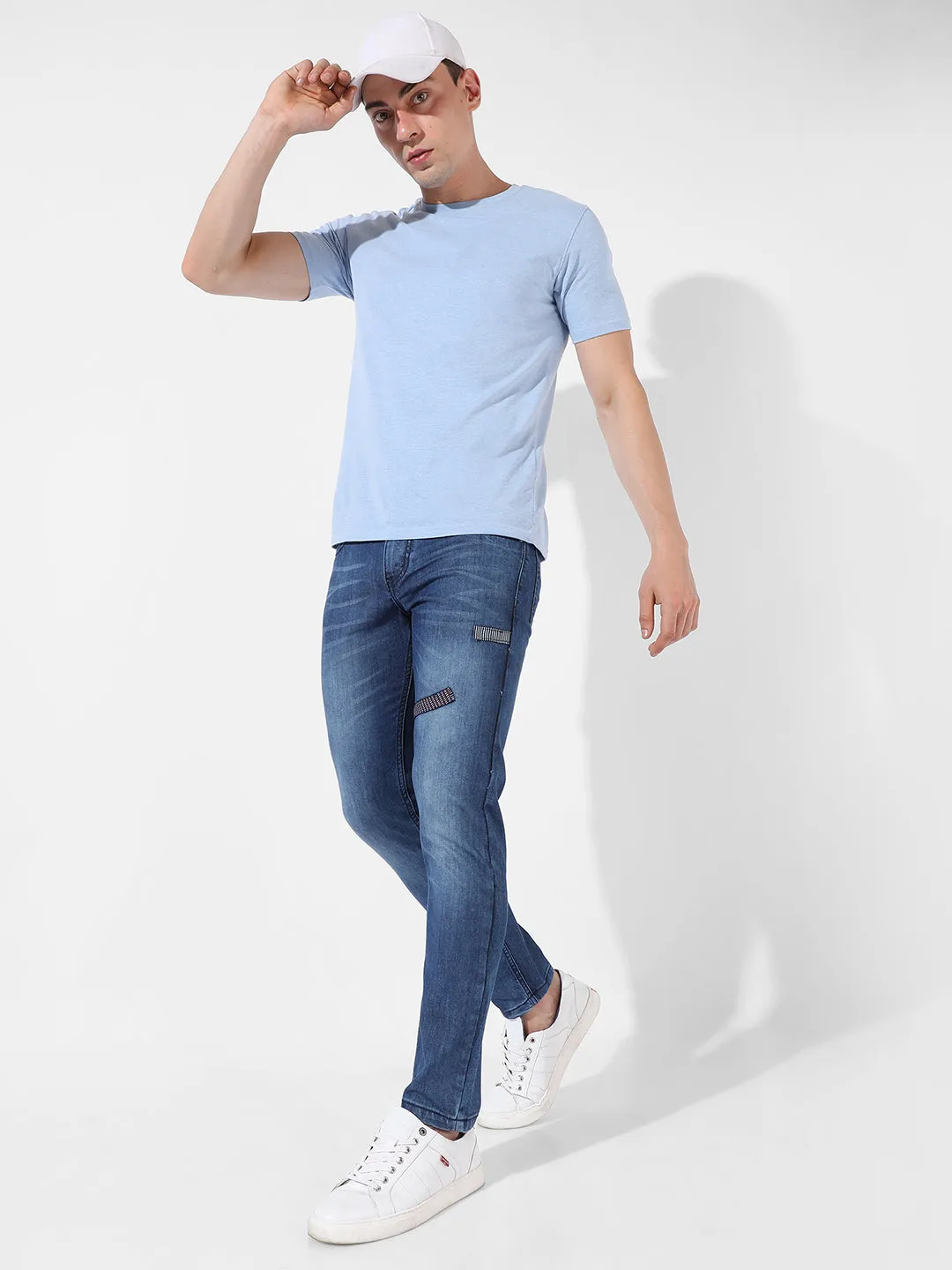 Embroidered Patched Denim Jeans