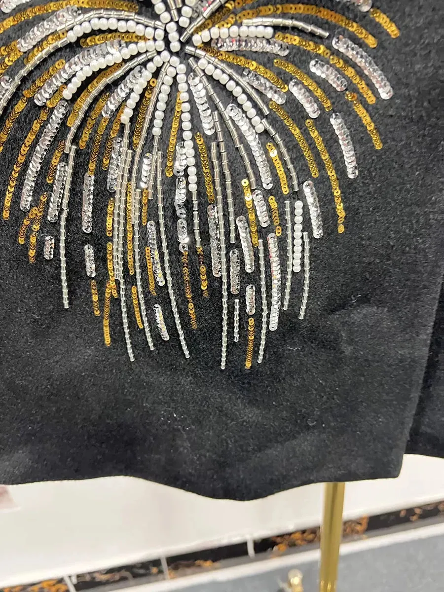 Embroidery Fireworks Patchwork Cape O Neck Shawl Sleeve Loose Sequins Coat