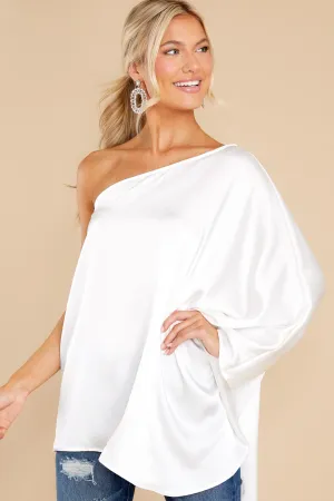 Enveloped In Elegance White One Shoulder Top
