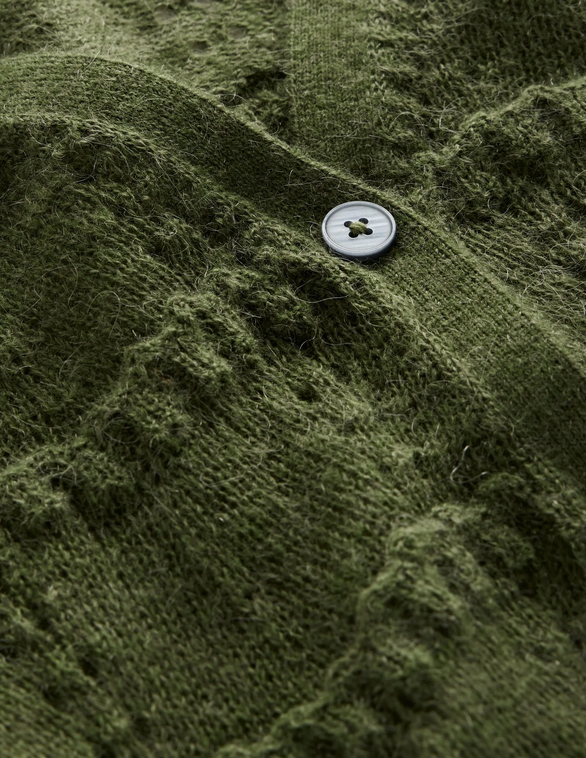 Fluffy Pointelle Cardigan-Garden Green