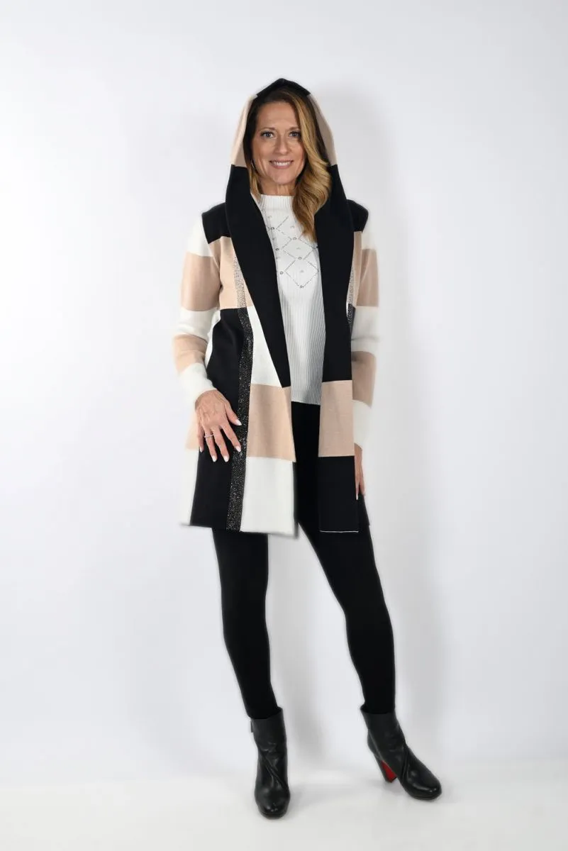 Frank Lyman Black/Beige Knit Cover-Up