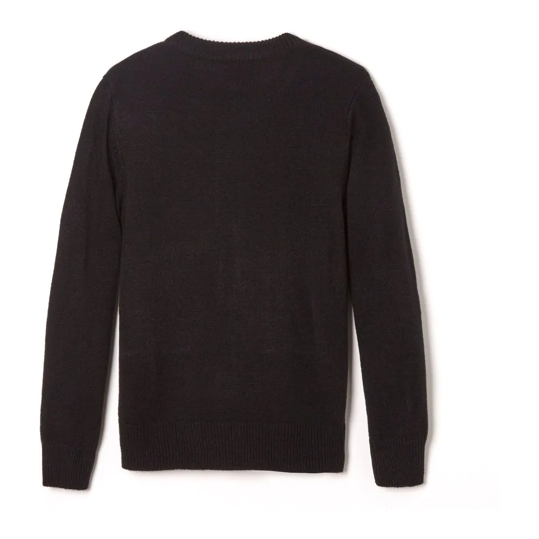 Girls Anti-Pill Crewneck Cardigan-Black