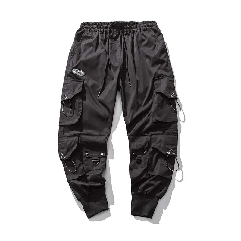 HOUZHOU Black Cargo Pants Men Joggers Hip Hop Techwear Pants Hippie Cargo Trousers Streetwear Pockets