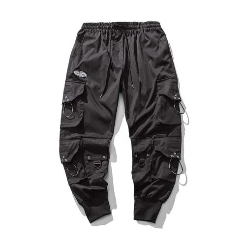 HOUZHOU Black Cargo Pants Men Joggers Hip Hop Techwear Pants Hippie Cargo Trousers Streetwear Pockets