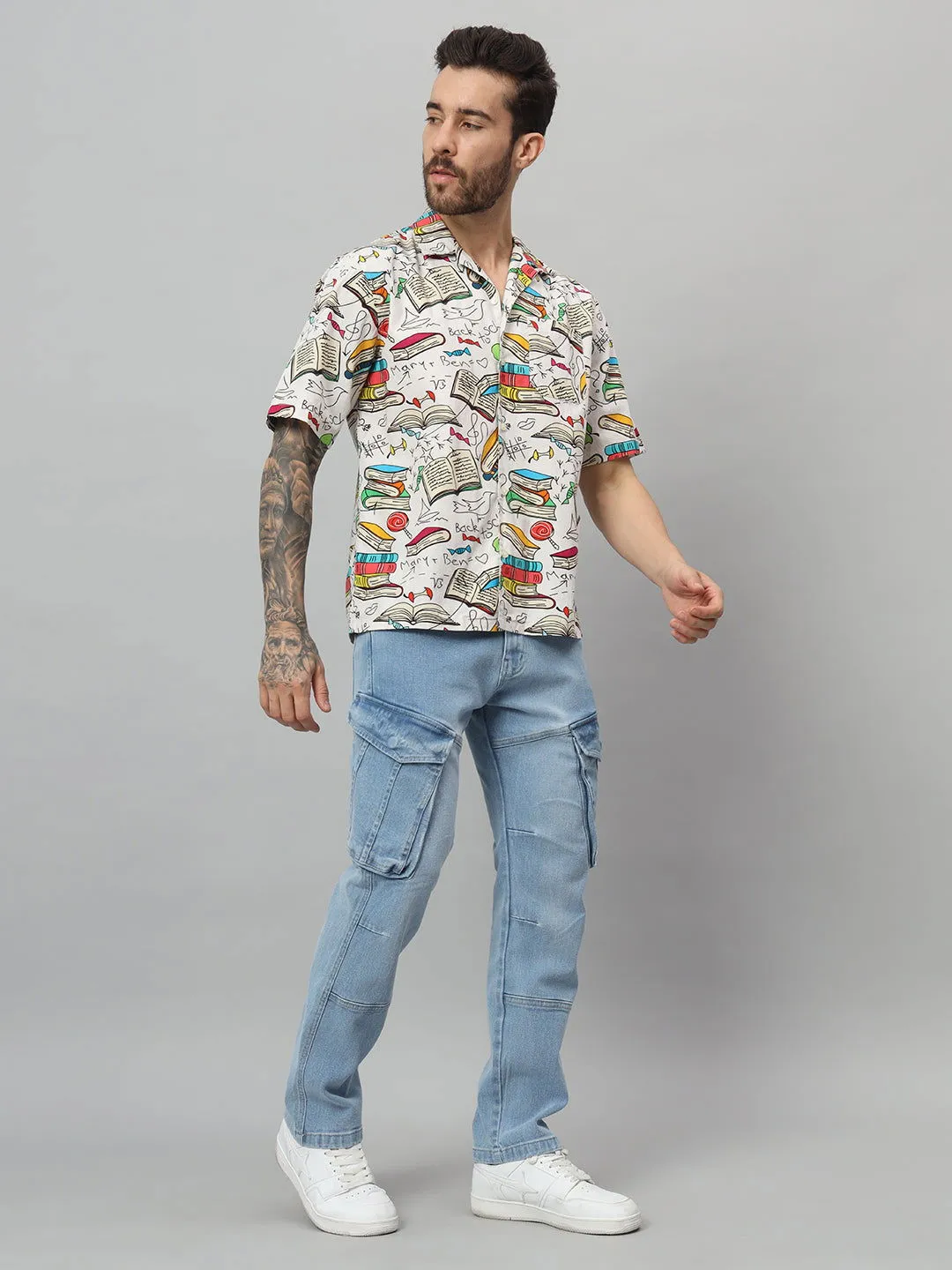 Ice wash cargo jeans