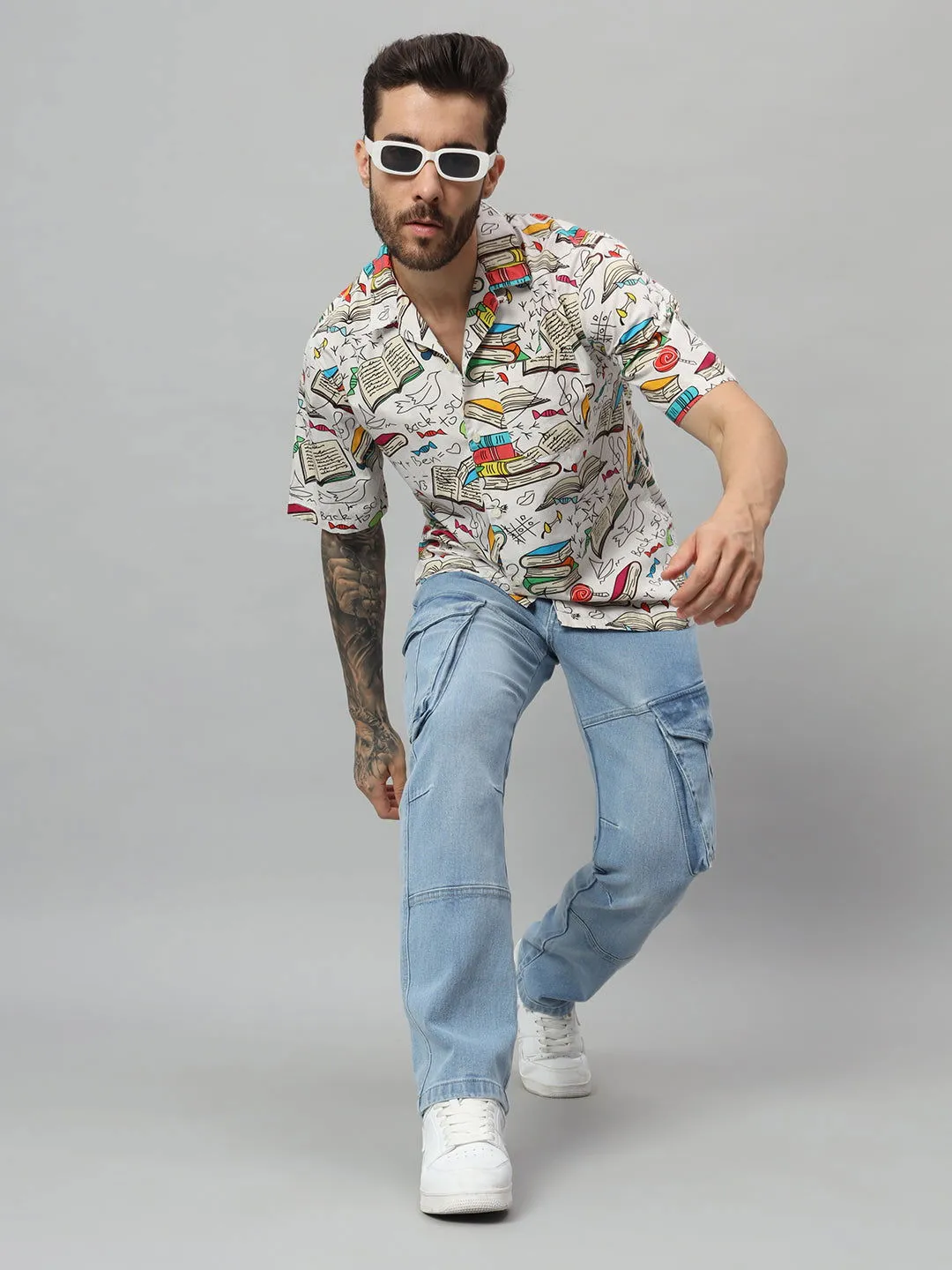 Ice wash cargo jeans